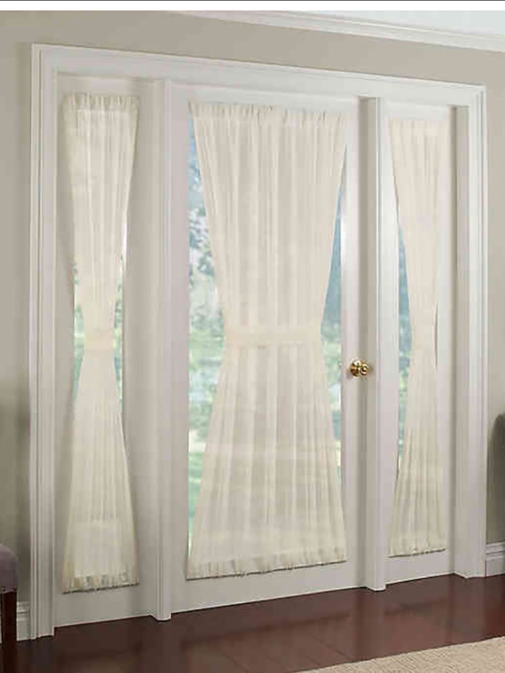 Crushed Voile Ivory one rod pocket door panel curtain